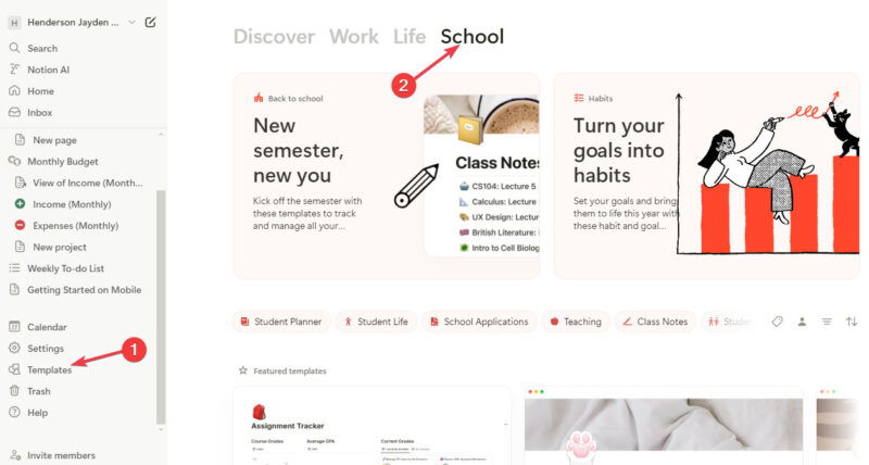 Use Notion Templates For School