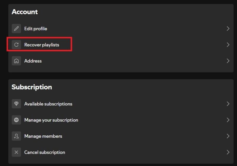 Recovering a playlist on Spotify.