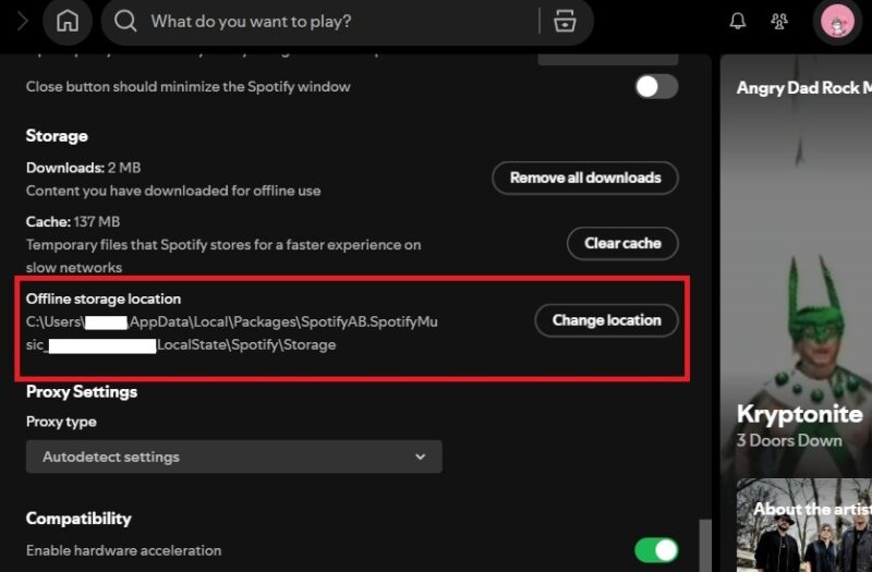 Changing download location on desktop.