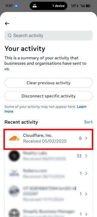 Websites Sharing Data With Instagram