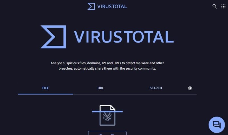 VirusTotal homepage