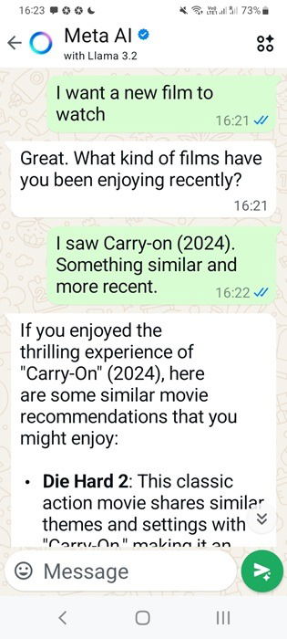 The Meta AI app can carry on a proper natural conversation.