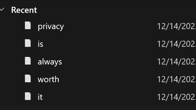 A list of recent files that were set up in such a way as to show a message: Privacy is always worth it.