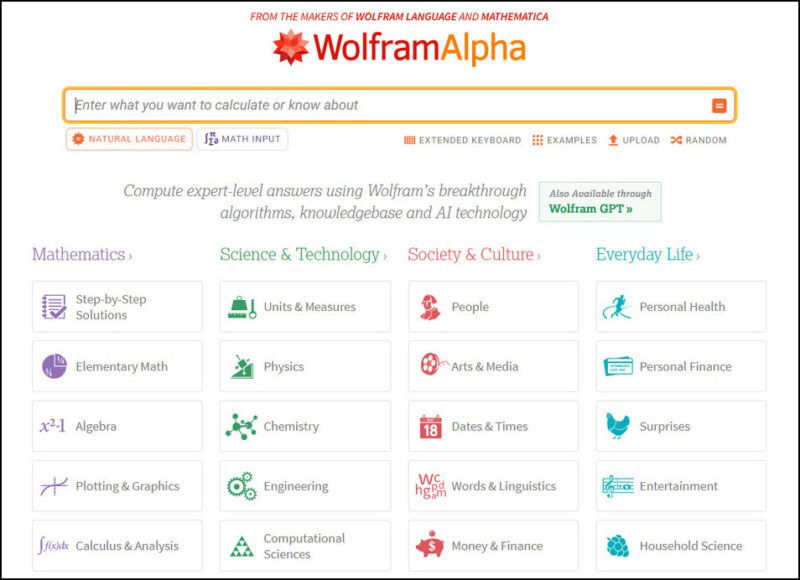 Wolfram Alpha Home