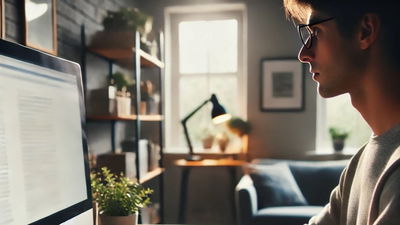 A person working on their desktop computer