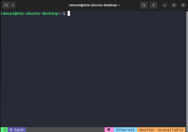 A terminal showing an empty Tmux pane using the Dracula color scheme.