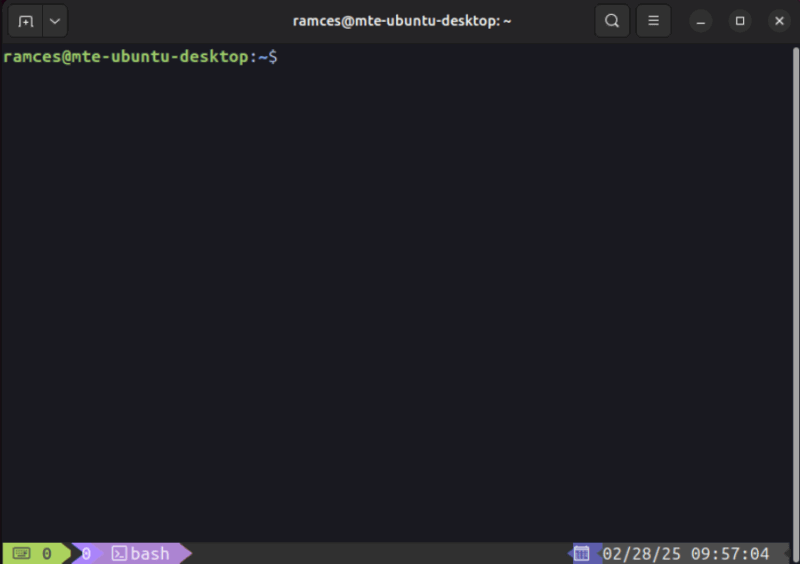A terminal showing an empty Tmux pane using the Tmux-tokyo-night color scheme.