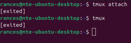 A terminal showing recently closed Tmux sessions.