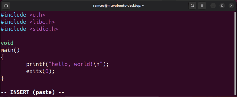 A terminal showing a properly aligned code block using pastetoggle.