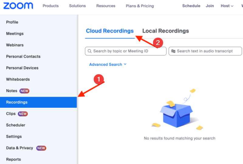 Access Cloud Zoom Recordings