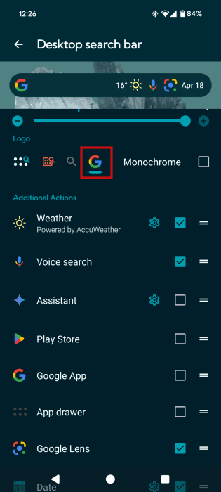 Adding shortcuts to Nova's desktop search bar on Pixel device.