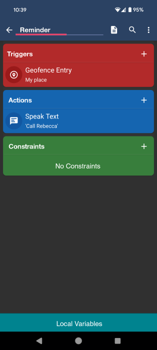 Naming new routine in MacroDroid app on Android. 