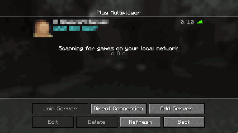 A screenshot showing the multiplayer server selection screen in Minecraft.