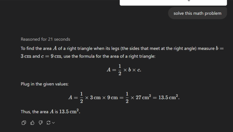 ChatGPT solving a geometry problem