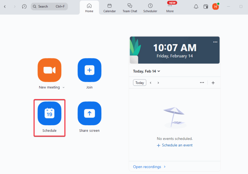 Click Schedule On Zoom
