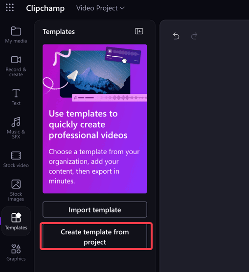 Clipchamp Create Template From Project