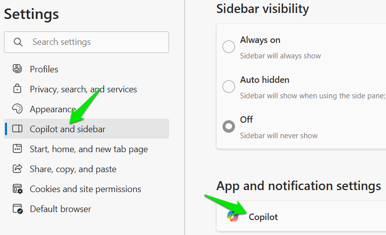Edge copilot settings