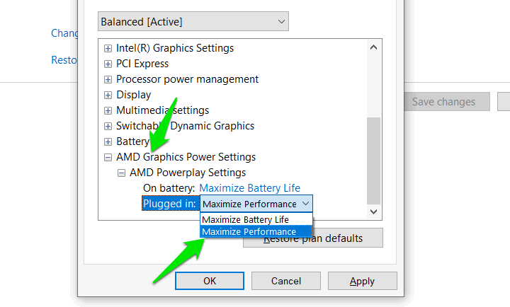 Dedicated Graphics Settings