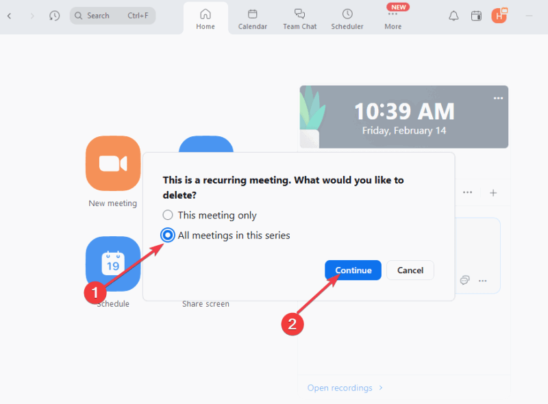 Delete Recurring Meeting Zoom
