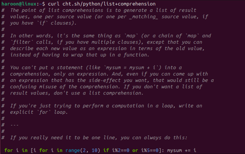 Displaying Cheatsheet Page Of Python List Comprehension
