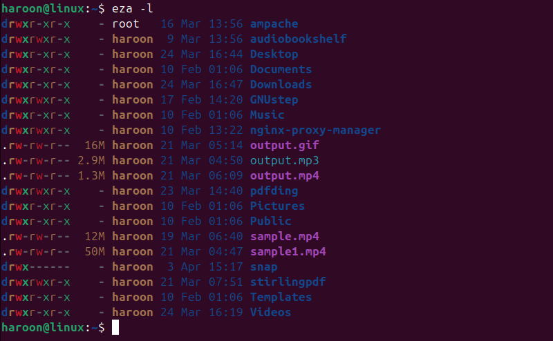 Displaying Files And Folder Using Eza
