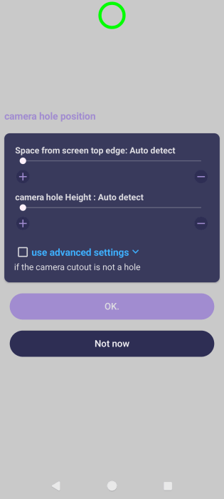 Adjusting camera hole position NotiGuy app.
