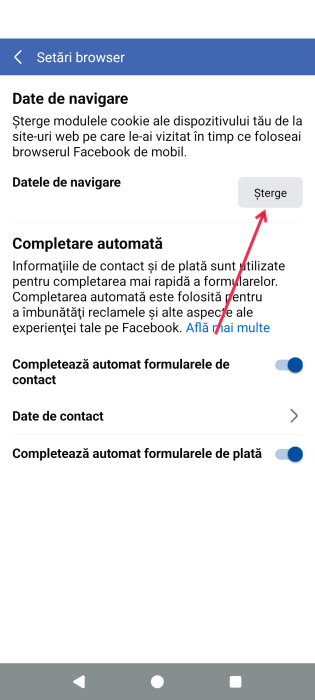 Clearing browsing data via Facebook Settings on mobile. 