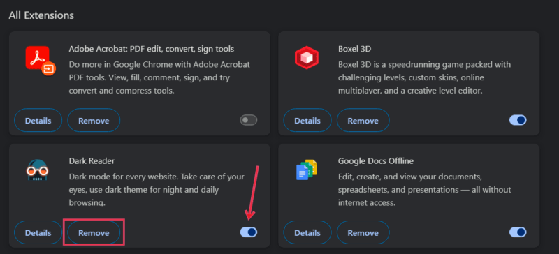Viewing all extension in Chrome browser and disabling select one. s