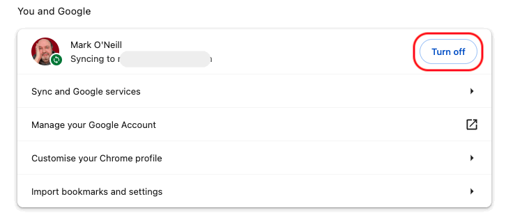Google Chrome Browser Sync