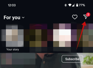 Accessing Direct Messages in Instagram app. 