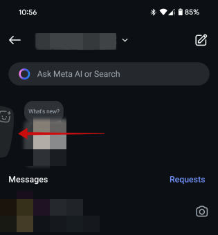 Accessing Quicksnap option from Instagram app.
