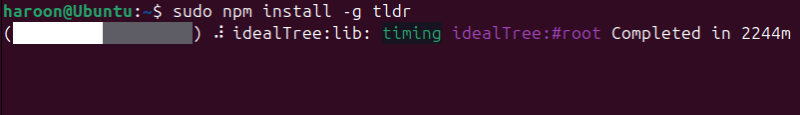 Installing Tldr Using Npm