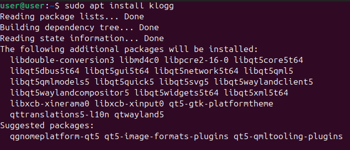 Installing Klogg on Ubuntu.