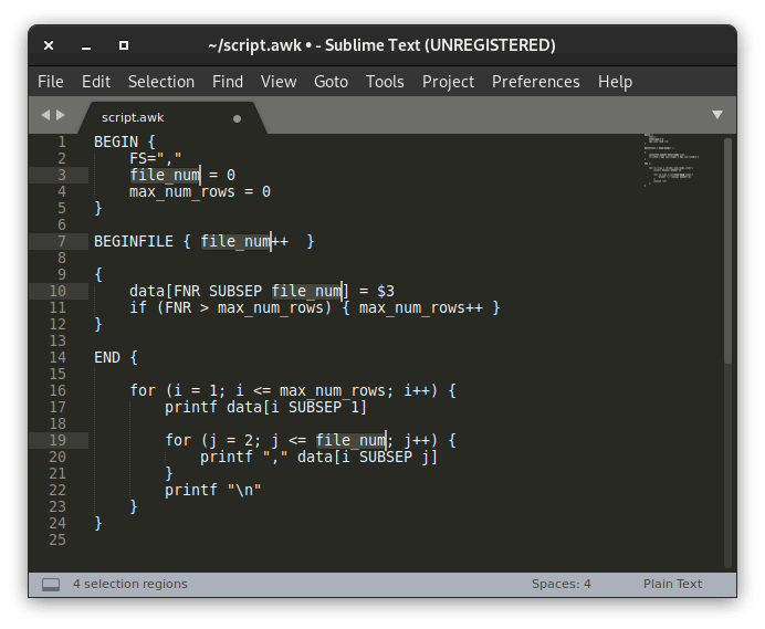 Linux Text Editors Sublime Multiple Selection
