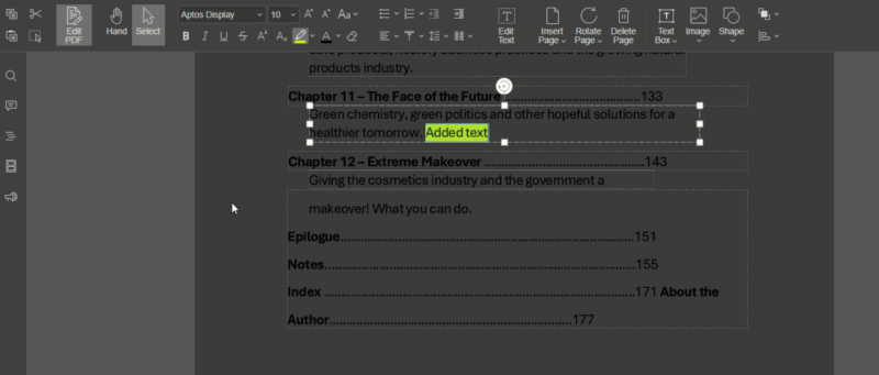 Adding text to PDF using ONLYOFFICE PDF Editor. 