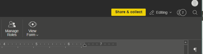 Clicking on "Share & collect" button for Form in ONLYOFFICE PDF Editor.