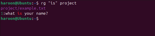 Searching specific pattern in files of specific directory using the ripgrep tool of Linux.