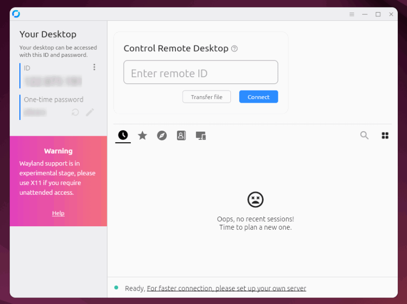 Rust Desk Main Interface Showing Id
