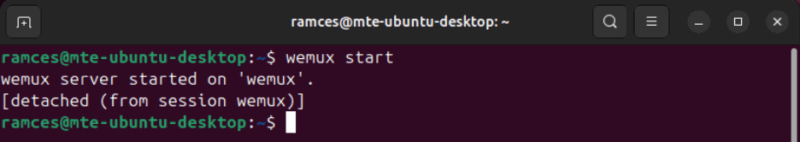 A terminal showing the output of a detached Tmux session.