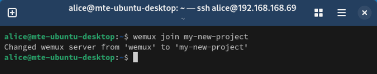 A terminal showing the command to create a new shared server session.