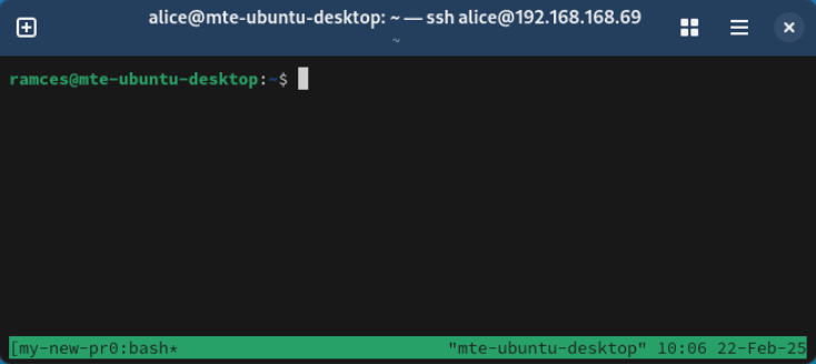 A terminal showing the guest user joining the new shared terminal session.