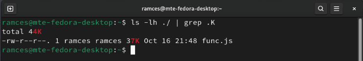 A terminal showing Grep's ability to match text inside other larger text.