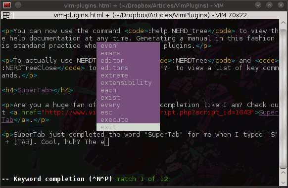 Vim plugins: SuperTab Vim plugins: SuperTab