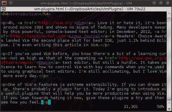Using Vim to write article Using Vim to write article